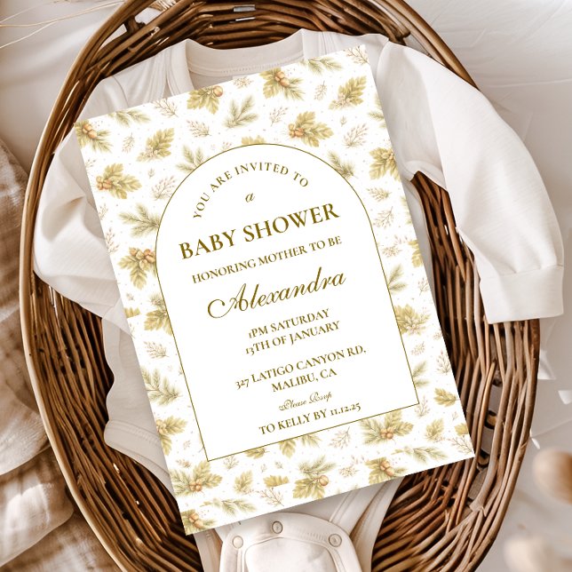 Convite Elegant Woodland Leaves Baby Shower (Criador carregado)