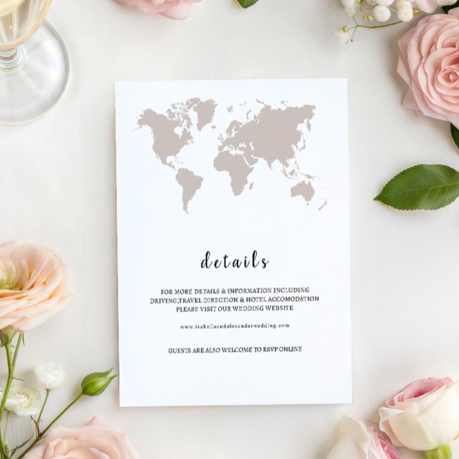 Convite ELEGANT World Map Wedding details (Criador carregado)
