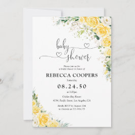 Convite Elegant Yellow Baby Shower Invitation