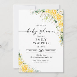 Convite Elegant Yellow Baby Shower Invitation