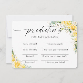 Convite Elegant Yellow Baby Shower Predictions Card