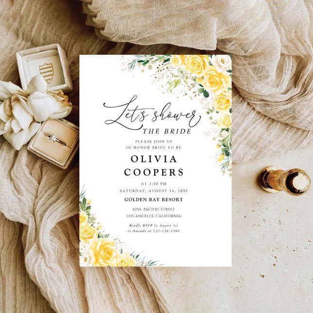Convite Elegant Yellow Bridal Shower Invitation (Criador carregado)