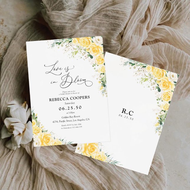 Convite Elegant Yellow Bridal Shower Invitation (Criador carregado)