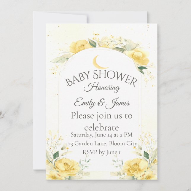 Convite Elegant Yellow Daffodil Baby Shower Invitation (Frente)