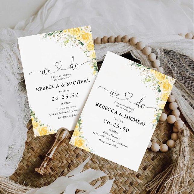 Convite Elegant Yellow Floral Wedding Invitation (Criador carregado)