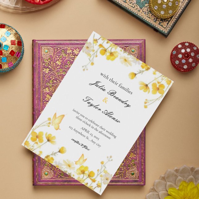 Convite Elegant Yellow Rose Wedding Invite (Criador carregado)