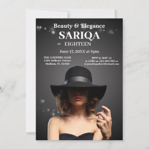 Convite "Elegante 18º Aniversário - Beleza e Graça