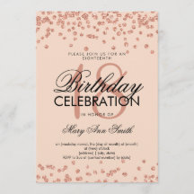 Elegante 18º Aniversário Rosa de Glitter Confetti