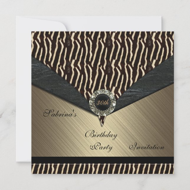 Convite Elegante - 30 Metálico - Joia Negra 2 (Frente)