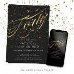 Convite Elegante 40 Dourado aniversário de 40 anos<br><div class="desc">Elegante 40 Dourado Convite para aniversário de 40 anos. Fontes de caligrafia de design de festa de aniversário elegante e na moda e confete! Esta design é elegante e eterno, perfeita para aquela celebração memorável. O texto é uma folha falsa que é simulada graficamente e não é real. A versão...</div>