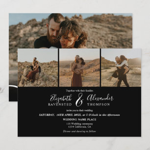 Convite Elegante 4 Fotos modernas do roteiro branco de cas