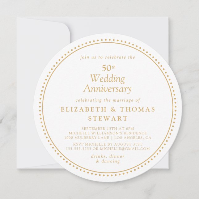 Convite Elegante 50º Aniversário de Casamento (Frente)