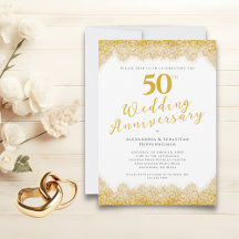 Elegante 50º Aniversário de Casamento Faux Dourada