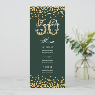 Convite Elegante 50º Aniversário Menu Dourado Confetti Ver