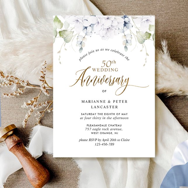 Convite Elegante 50º (ou outro) Aniversário de Casamento (Criador carregado)