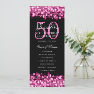 Convite Elegante 50º Programa de Aniversário Rosa Quente O