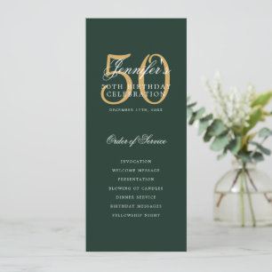 Convite Elegante 50º Programa Dourado Menu Verde+Obrigado