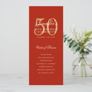 Convite Elegante 50º Programa Dourado Menu Vermelho+Obriga