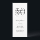 Convite Elegante 50º Programa Silver Menu Obrigado<br><div class="desc">Design de "Programa de Festa de aniversário" elegante com tipografia formal de script em Prata com programa personalizado menu obrigado texto.</div>