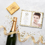 Convite Elegante 50 e Fabulosa festa de Folhas Douradas De<br><div class="desc">Elegante 50 e fabuloso Convite de festas de padrão de espiral de folhas Douradas decorativas</div>