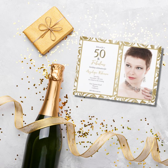 Convite Elegante 50 e Fabulosa festa de Folhas Douradas De (Criador carregado)