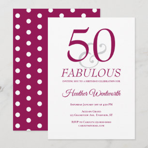 Convite Elegante 50 e Fabuloso Aniversário de 50 anos Mulb
