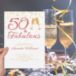 Convite Elegante 50 e fabuloso aniversário Dourado e rosa<br><div class="desc">Belo e glamouroso rosa e ouro 50 e convite fabuloso para aquele aniversário especial de 50 marcos. Personalize com todas as informações importantes do convite e altere a idade se você escolher.</div>