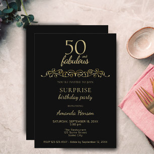 Convite Elegante 50 e Fabuloso Enfeite 50º Aniversário