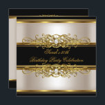 Convite Elegante 50th Festa de aniversário Cream Dourado P<br><div class="desc">Elegante 50ª Festa de aniversário Rich Cream Branca,  Dourada,  Joia do Ornamentado de Joias Negra. O aniversário do Elegant Classy All Occasion Party convida a Modelo</div>