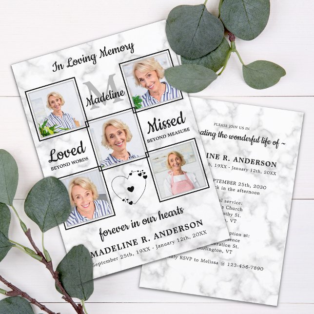 Convite Elegante 5 Fotos Memorial Celebração Da Vida (Criador carregado)