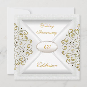Convite Elegante 60º Aniversário de Casamento Ouro Branco