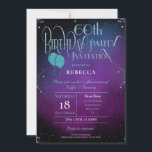 Convite Elegante 60º aniversário do Ornamentado de Script<br><div class="desc">Seus hóspedes saberão que estão em uma noite glamourosa para celebrar seu aniversário de 60 anos com você com este design mágico com tipografia falsa decorativa para o cabeçalho principal, em um pano de fundo roxo místico e um pequeno brilho ao redor das bordas! O resto do texto pode ser...</div>