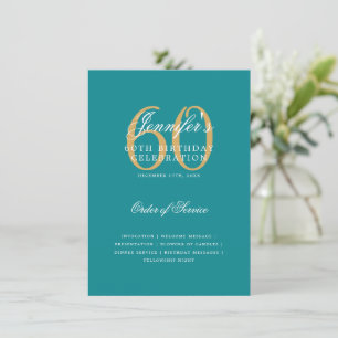 Convite Elegante 60º Programa de Aniversário, Dourado Menu