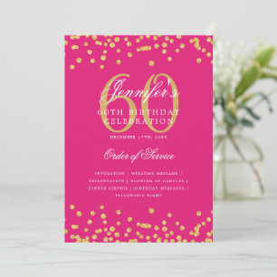 Convite Elegante 60º Programa de Aniversário Menu Dourado 