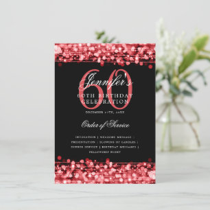 Convite Elegante 60º Programa de Festa de aniversário Menu