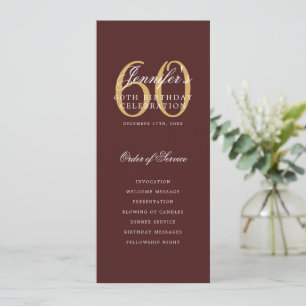 Convite Elegante 60º Programa Dourado Menu Borgonha+Obriga