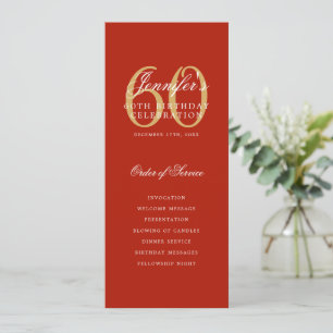 Convite Elegante 60º Programa Dourado Menu Vermelho+Obriga