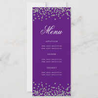 Elegante 60. Aniversário Menu Silver Purple