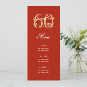 Convite Elegante 60th Festa de aniversário Menu Dourado Ve