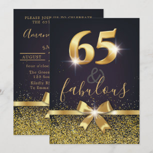 Convite Elegante 65 e fabulosa Dourada Glitter 65º anivers