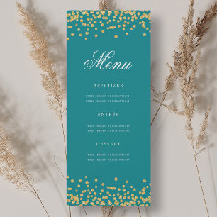 Convite Elegante 70 Birthday Menu Turquoise Confetti Doura