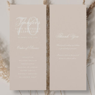 Convite Elegante 70 Birthday Program Champagne Obrigado