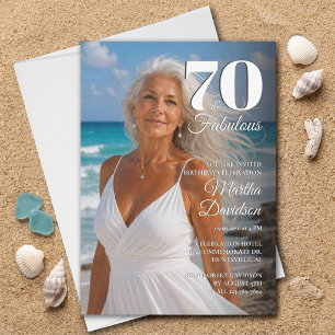Convite Elegante 70 e Fabuloso Aniversário de Foto para El