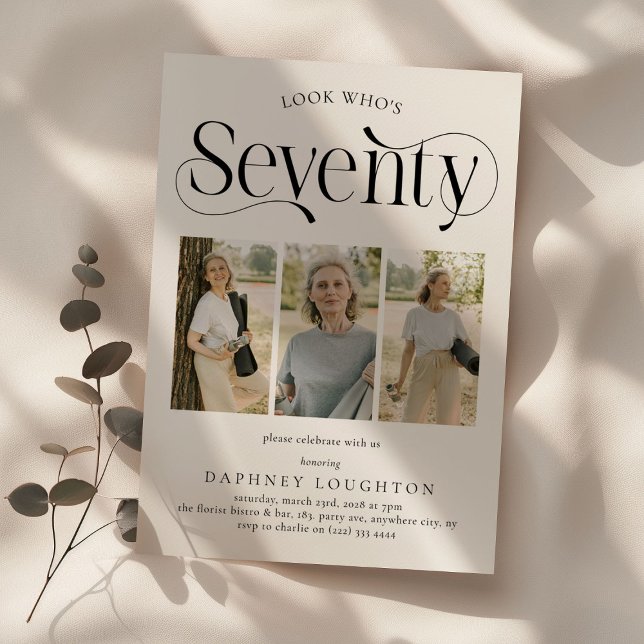 Convite Elegante 73 70 de colagem fotográfica Aniversário (Criador carregado)