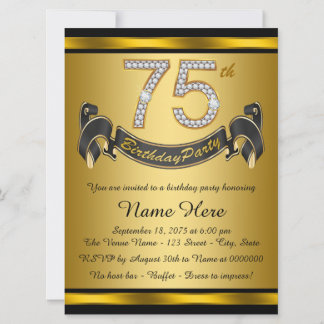 Convite Elegante 75ª Festa de aniversário