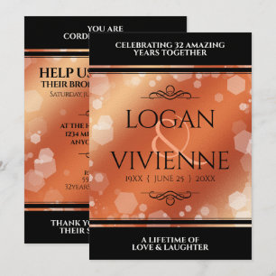 Convite Elegante 8º 32º Aniversário de Bodas de Bronze