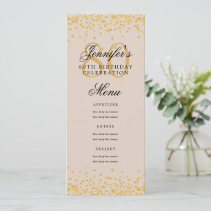 Convite Elegante 80 Birthday Menu Confetti Champagne Doura