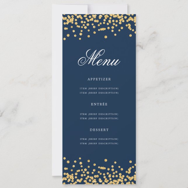 Convite Elegante 80 Birthday Menu Dourado Marinho Azul Con (Verso)