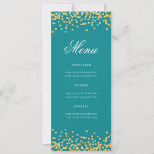 Convite Elegante 80 Birthday Menu Turquoise Confetti Doura