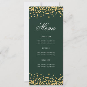 Convite Elegante 80 Birthday Menu Verde Dourado Confetti